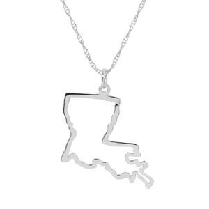 Maya Brenner Louisiana Necklace SterlingSilver State Outline Charm Delicate Fine
